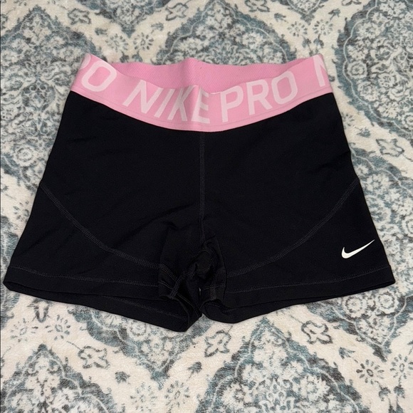 Nike Black and Pink Athletic Shorts with Compression Fit - Picture 3 of 5